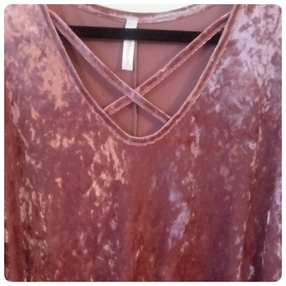 LAST ONE! 🌺2X🌺 PLUS SIZE VELVET MAUVE TOP! - Picture 5 of 6